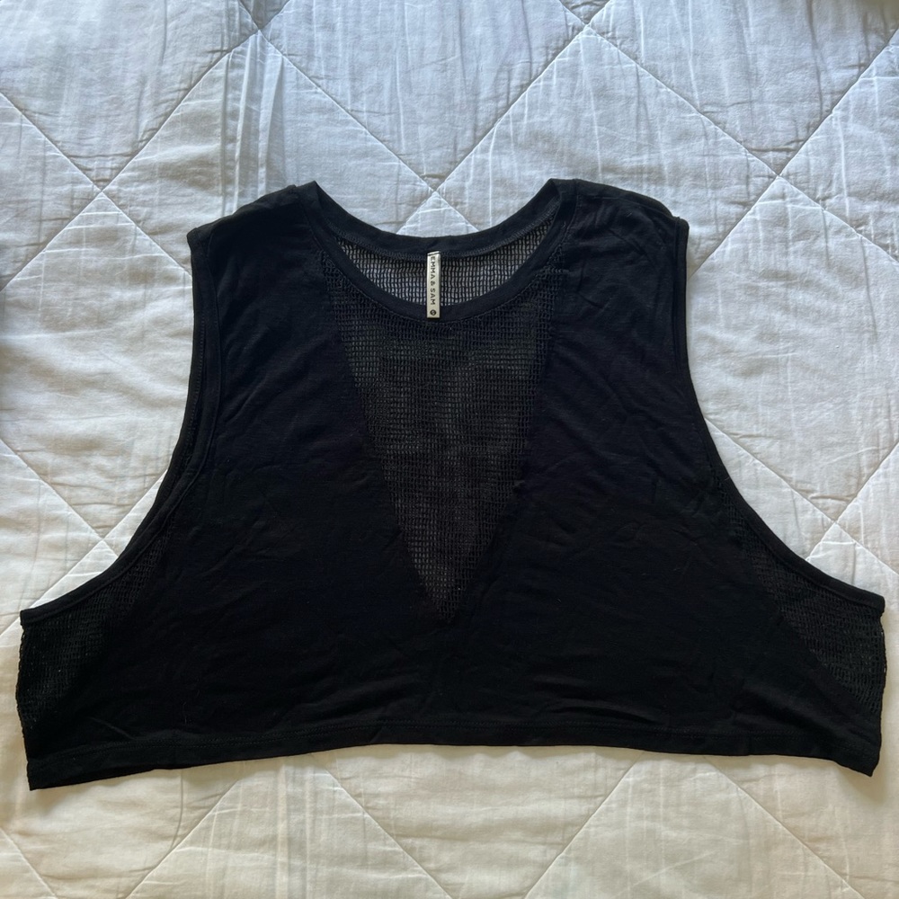 Emma & Sam black cropped mesh tank top